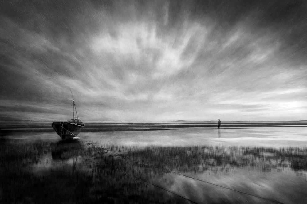 Stranded Boat Solitude by Ekkachai Khemkum — canvas wall art