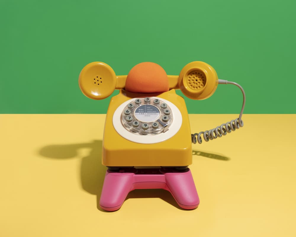 Colorful Rotary Phone by Julia Ramiro — canvas wall art