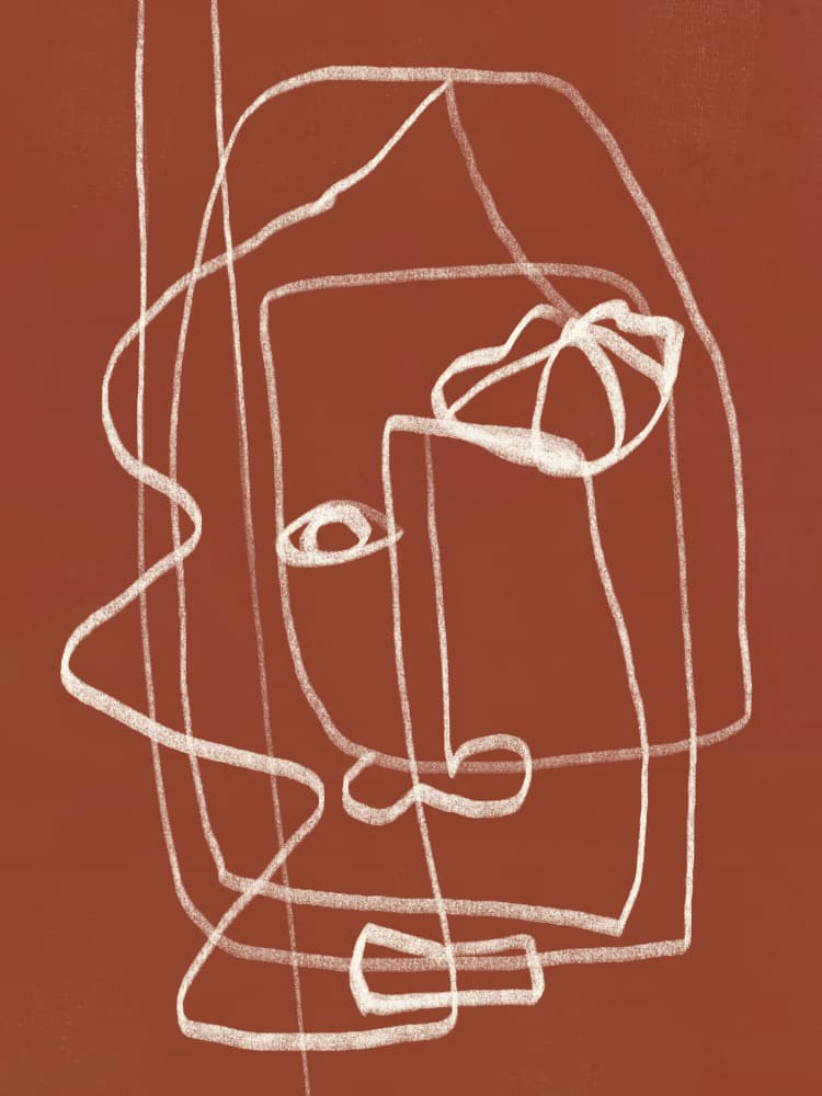 Abstract Terracotta Face by Little Dean — canvas wall art