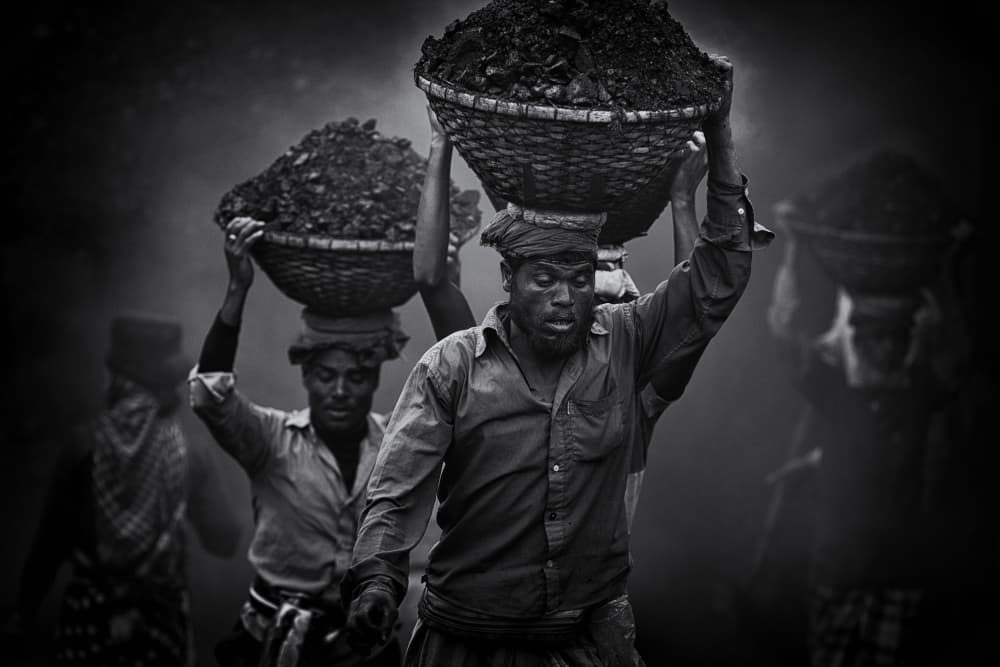 Men Carrying Coal by Garik — canvas wall art