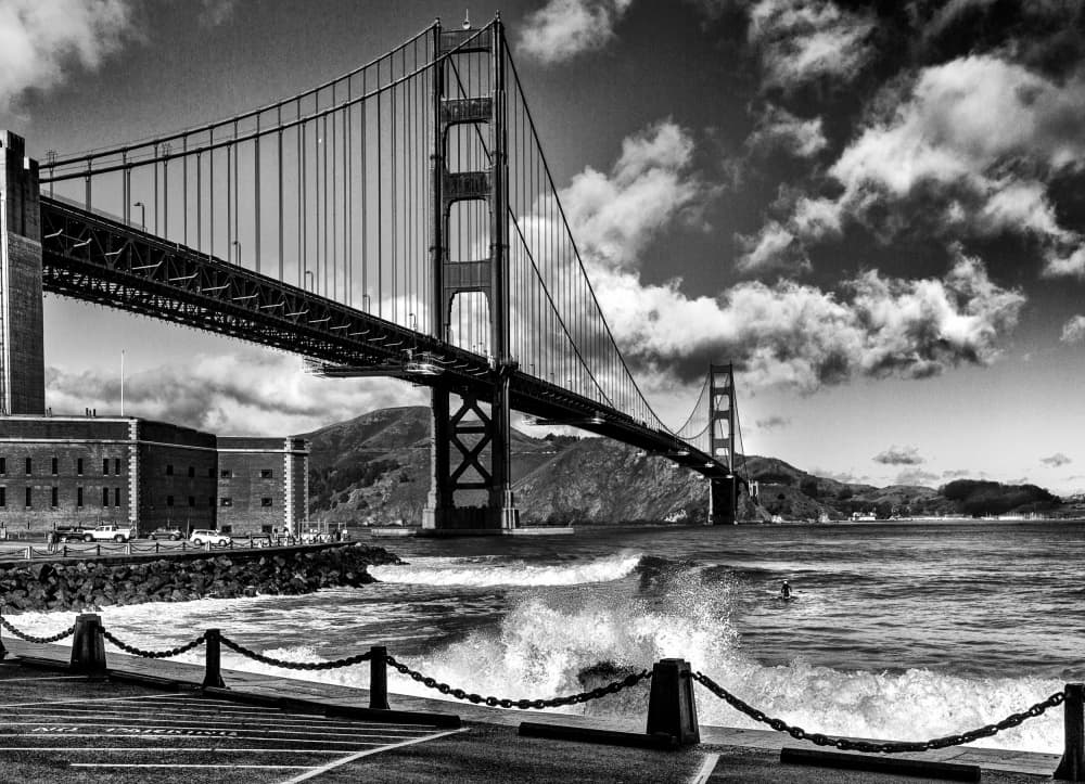 Golden Gate Bridge Waves by Jois Domont ( J.L.G.) — canvas wall art