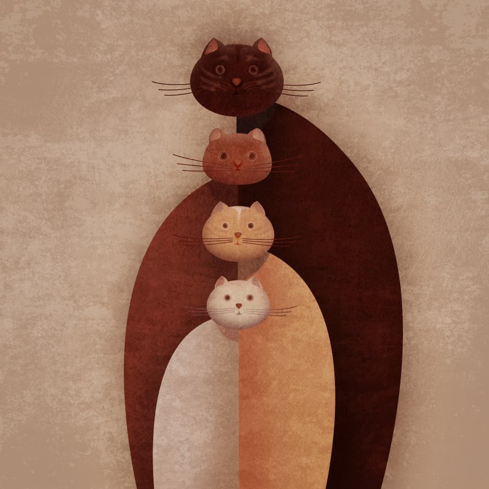 Cat Totem Stack by Emel Tunaboylu — canvas wall art