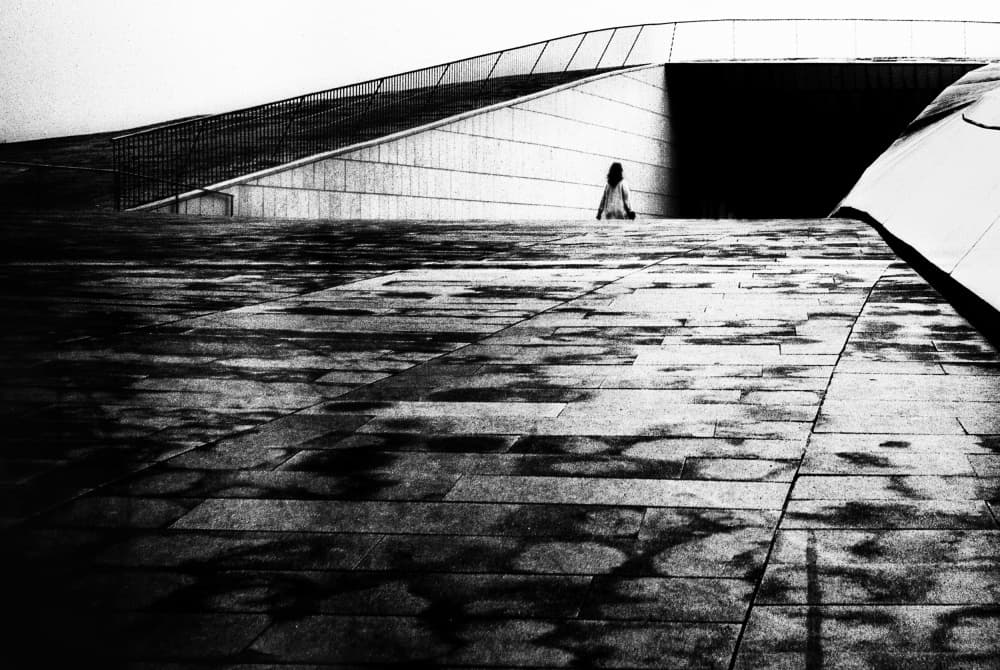 Lone Figure Modern Architecture by Paulo Abrantes — canvas wall art