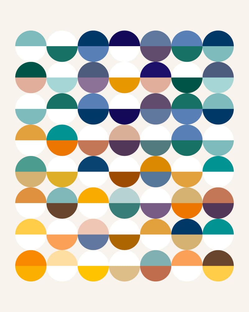 Colorful Split Circles by Uma Gokhale — canvas wall art