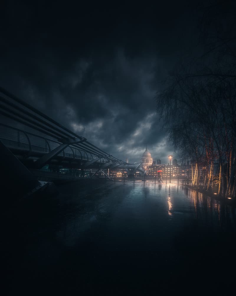St Paul's Night Reflections by David George — canvas wall art