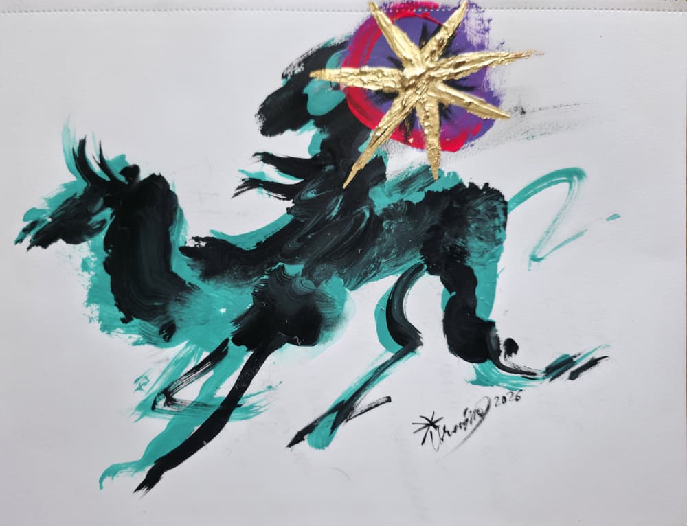Energetic Golden Horse by Kanat Ibragimov — canvas wall art