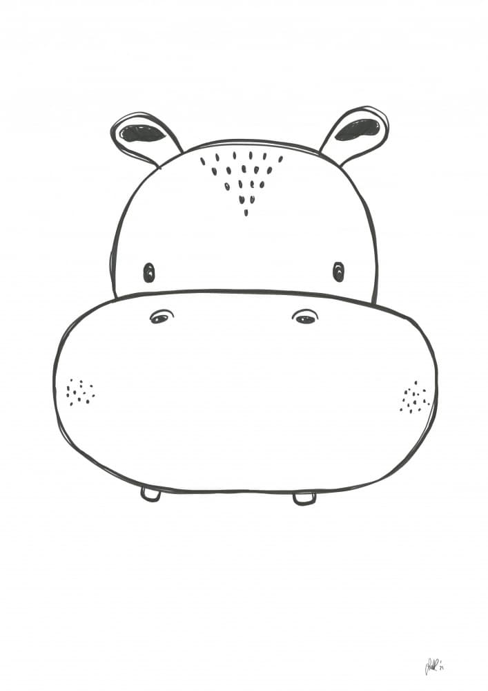 Baby Hippo Face by Lor Muller — canvas wall art