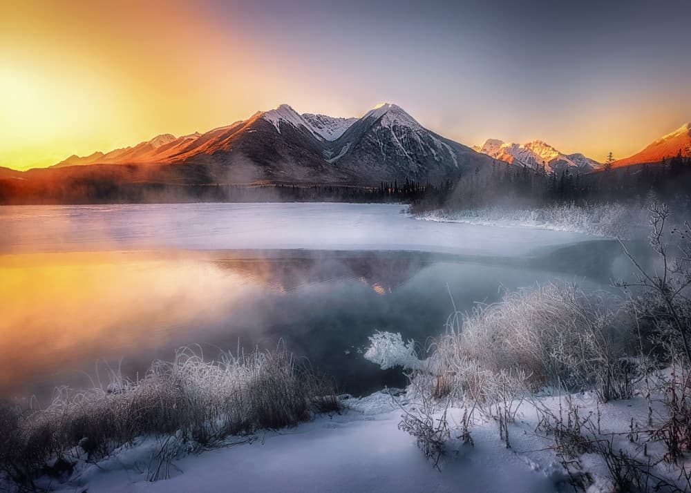 Misty Mountain Reflections by Leechee Z — canvas wall art