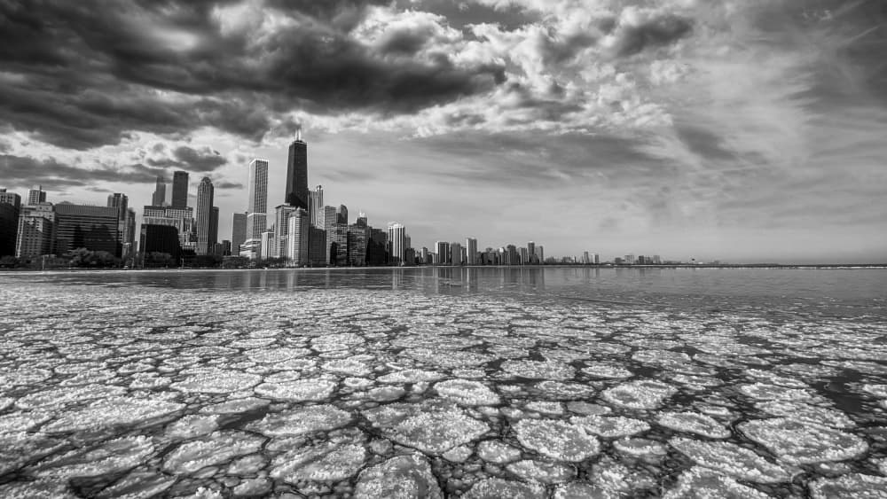 Frozen City Skyline by Jimmy Yang — canvas wall art
