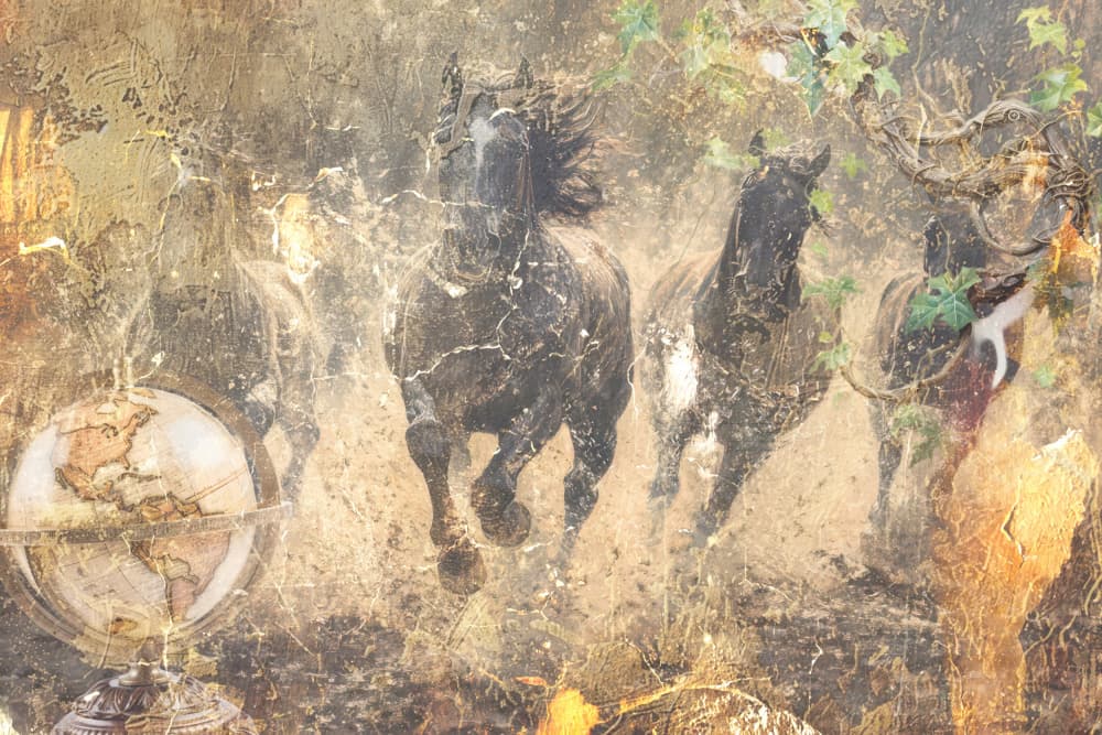 Galloping Horses Globe by Rafal Kulik — canvas wall art