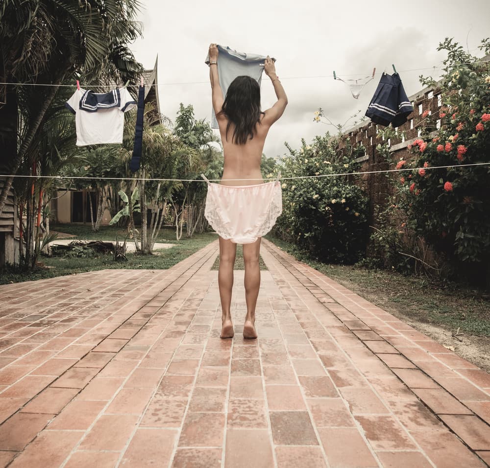 Barefoot Garden Laundry by polod — canvas wall art
