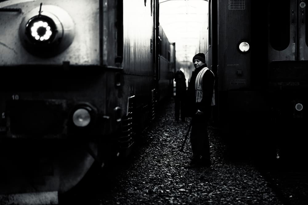 Industrial Rail Worker by Julien Oncete — canvas wall art