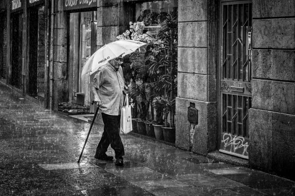Man Walking In Rain by Milan Uhrin AFIAP AZSF — canvas wall art