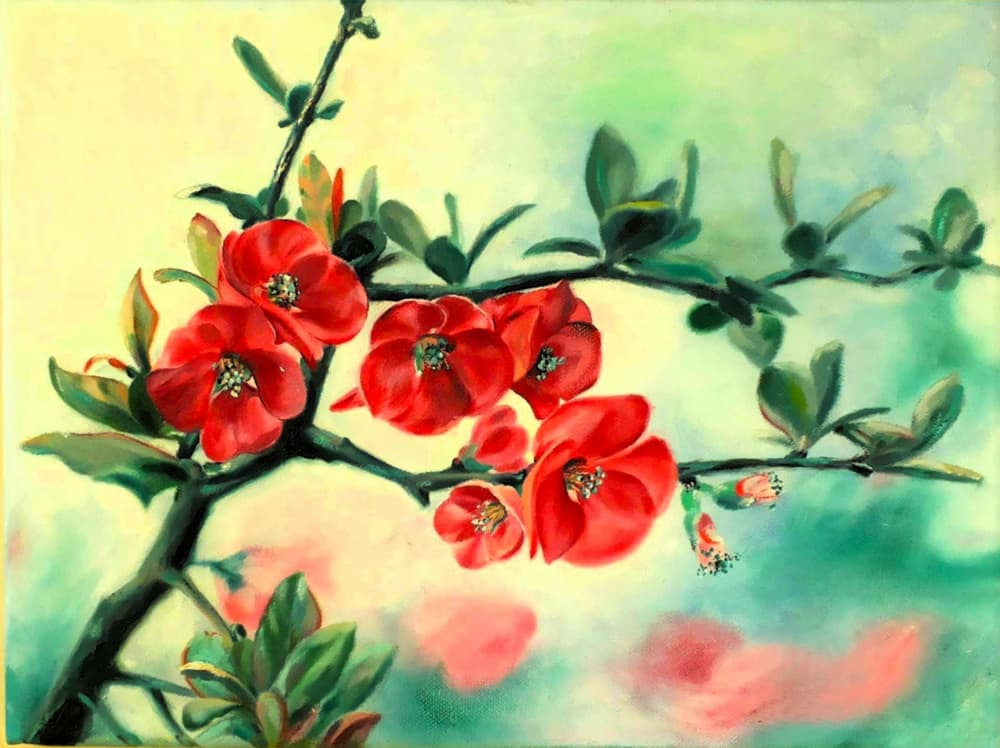 Spring Red Blooms by Anda Bieza — canvas wall art