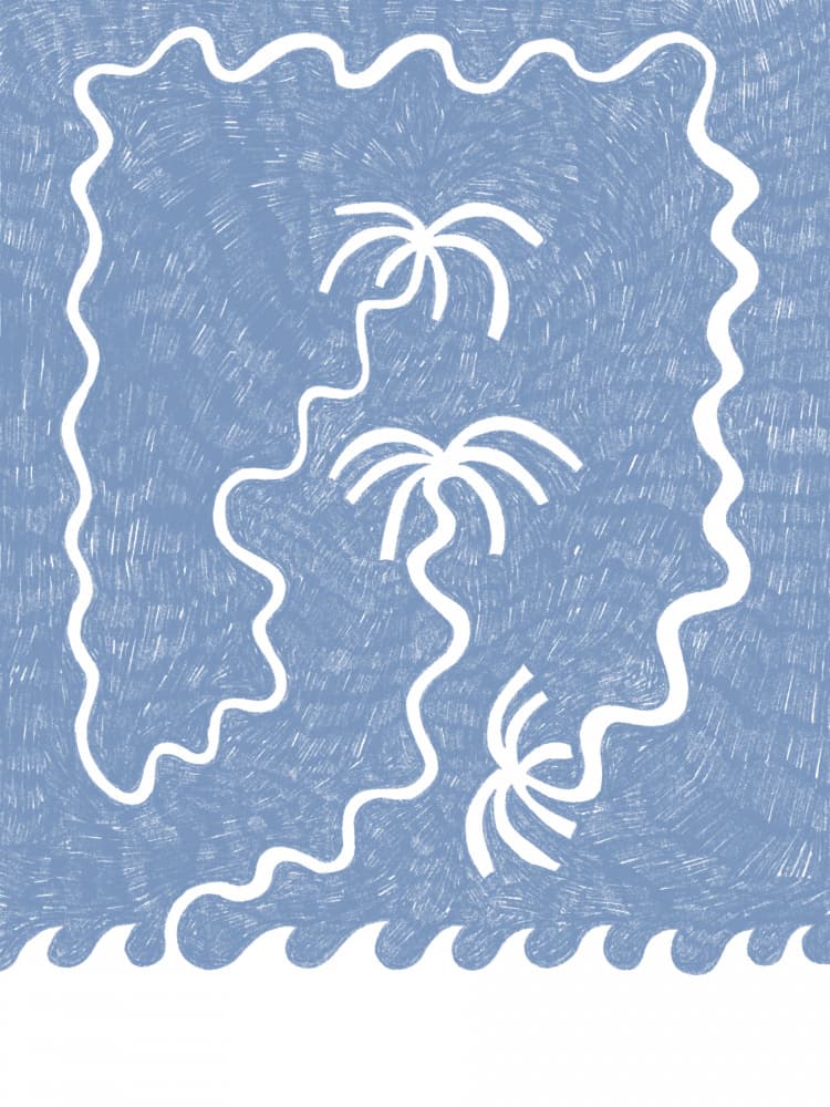 Wavy Palm Island by Shatha Al Dafai — canvas wall art