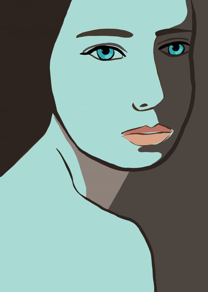 Pensive Blue Portrait by Sharyn Bursic — canvas wall art