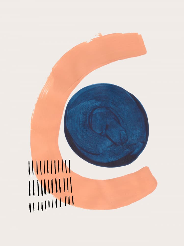 Curved Peach Blue Abstract by Ejaaz Haniff — canvas wall art