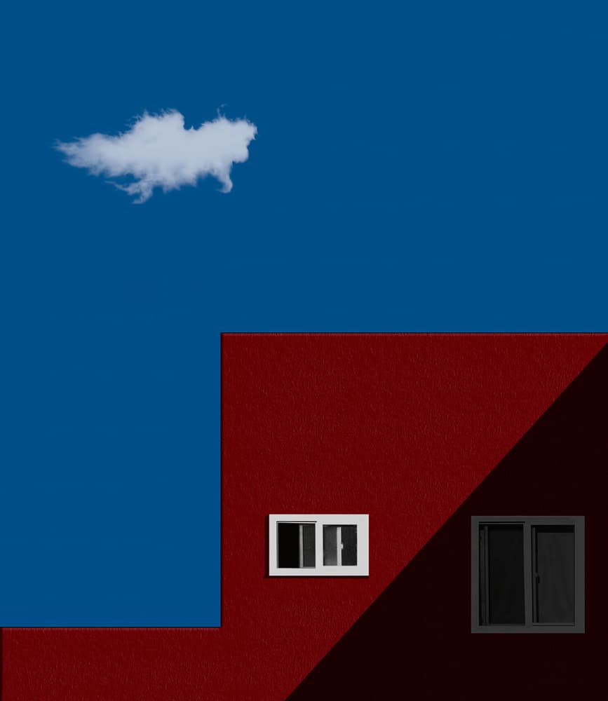 Blue Sky Red Wall by Roxana Labagnara — canvas wall art