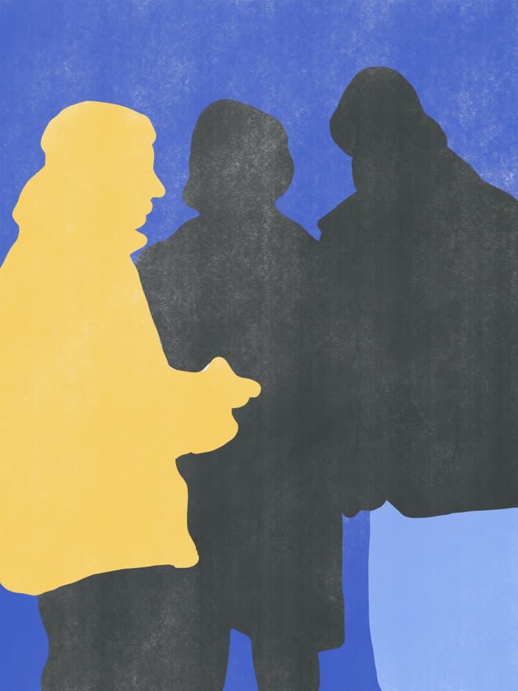 Abstract Figures Talking by Little Dean — canvas wall art
