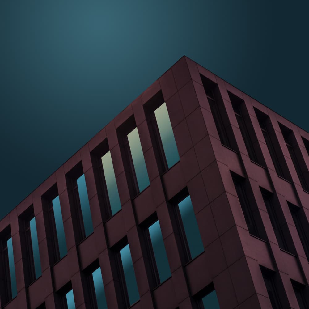 Dark Building Teal Sky by Luc Vangindertael (laGrange) — canvas wall art
