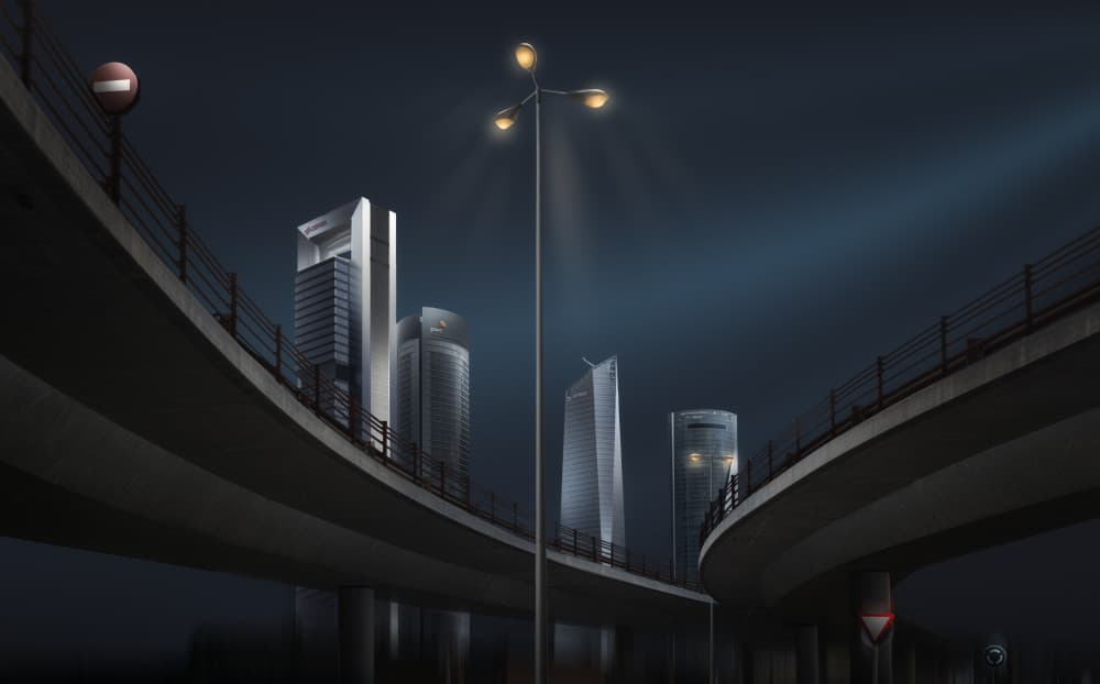 Modern City Night Overpass by Dani Otero Sobrino — canvas wall art