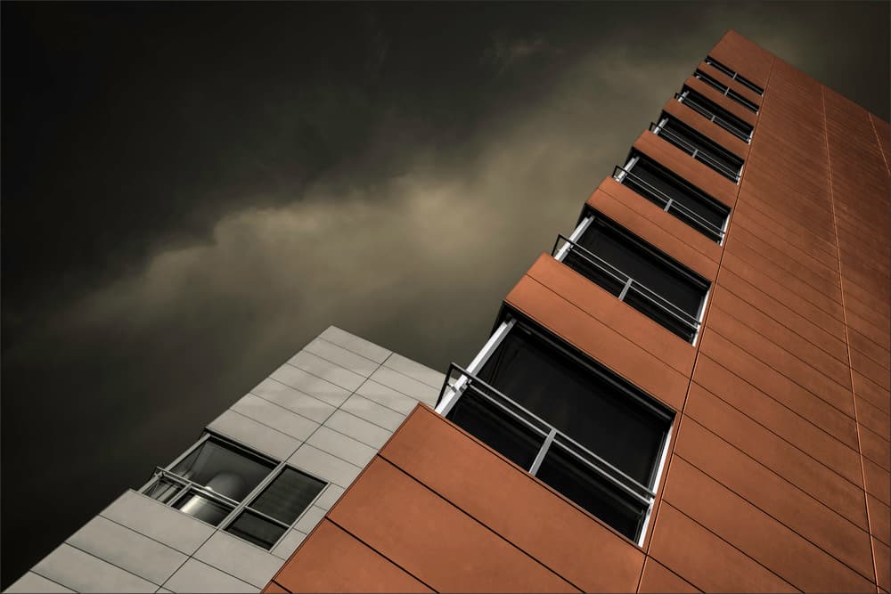 Modern Building Dark Sky by Gilbert Claes — canvas wall art