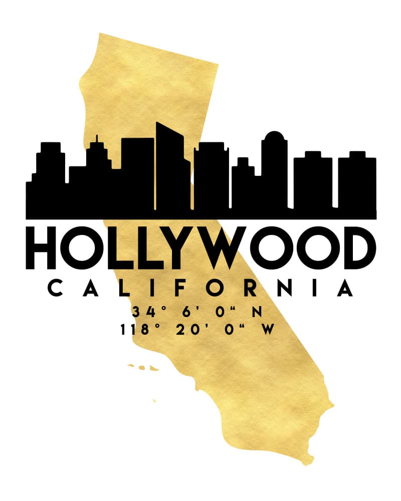Hollywood California Skyline by Emiliano Deificus — canvas wall art