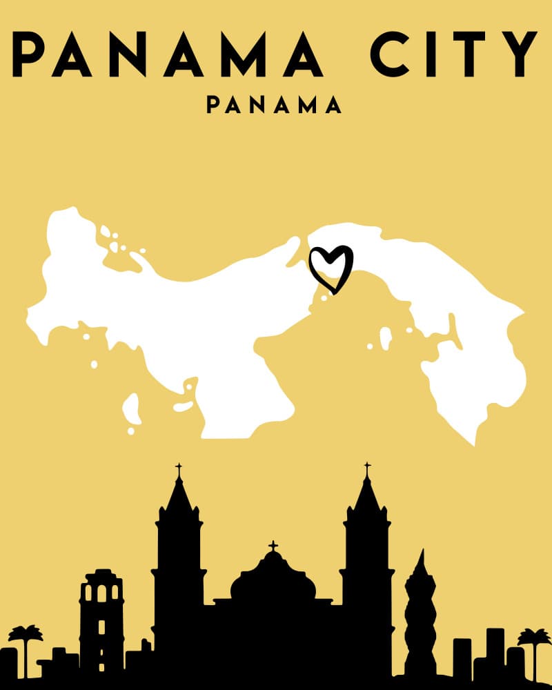 Panama City Map Skyline by Emiliano Deificus — canvas wall art