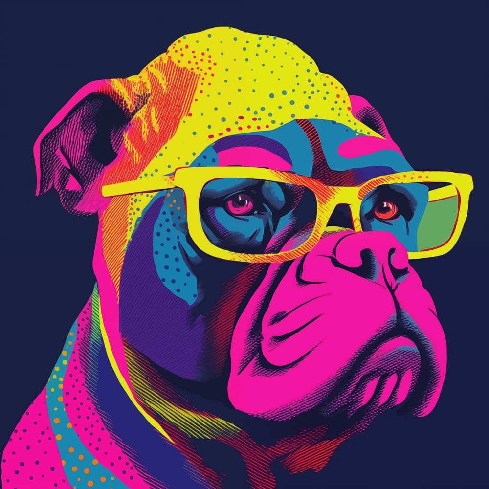 Neon Pop Art Bulldog by Andreas Magnusson — canvas wall art