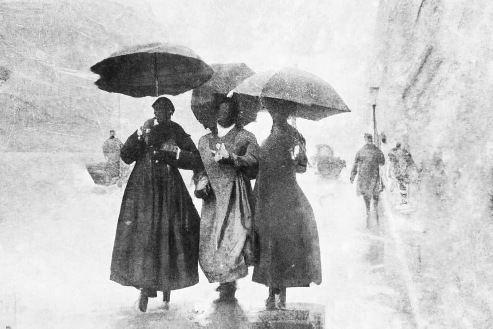 Women Walking In Rain by Adam Dauria ☂ — canvas wall art