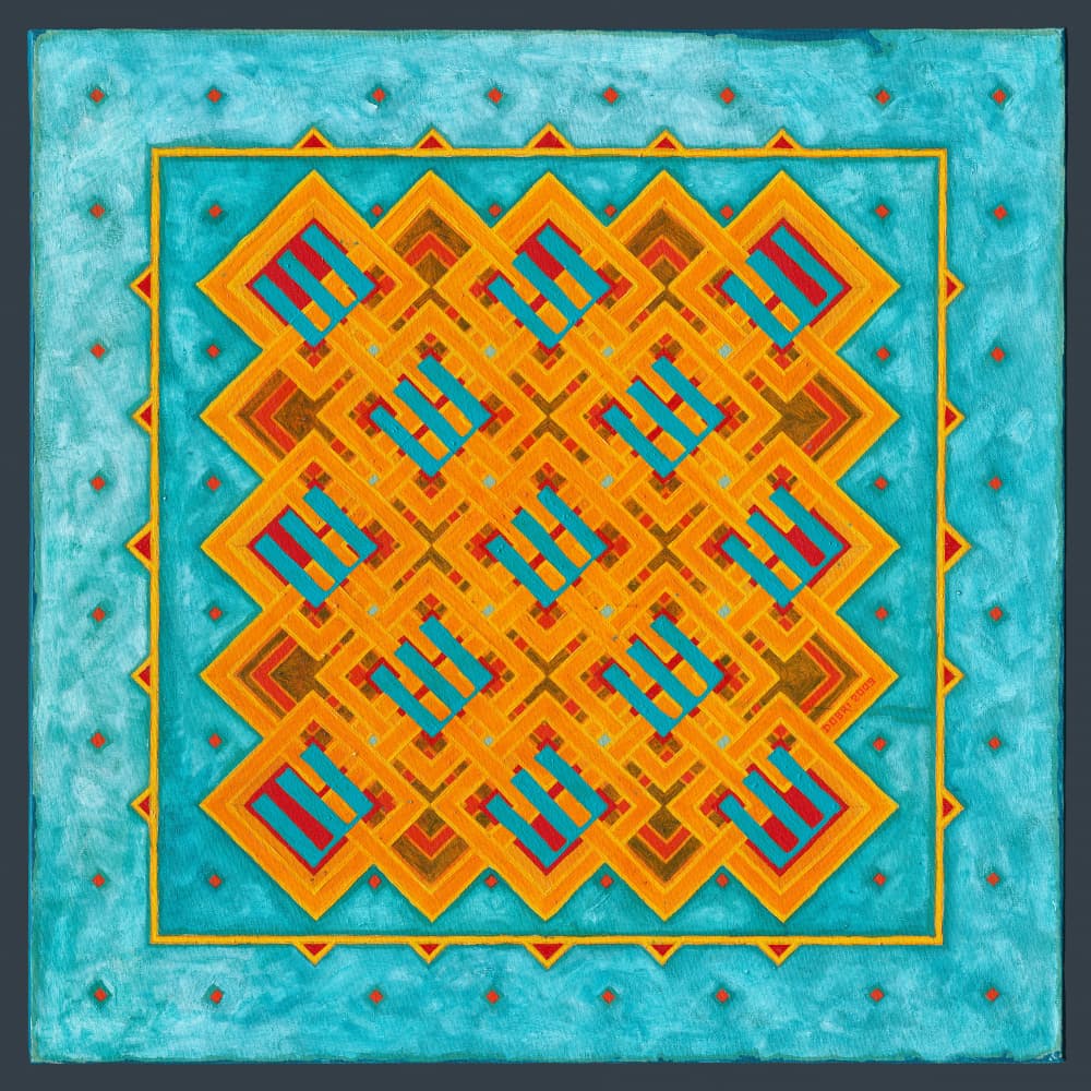 Orange Teal Geometry by Dobri Gjurkov — canvas wall art