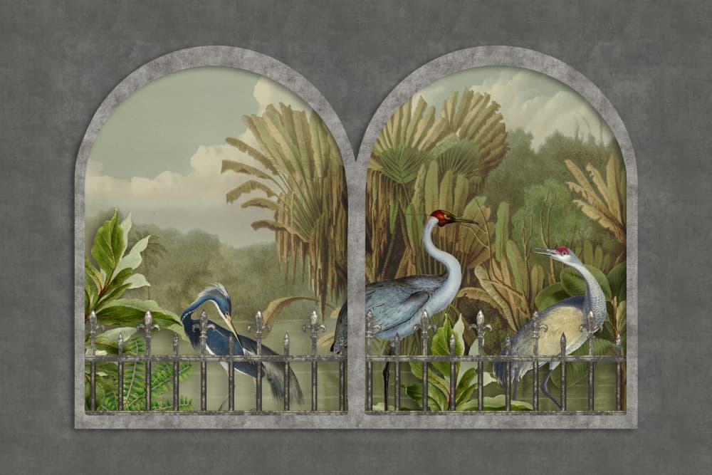 Tropical Birds Archway View by Andrea Haase — canvas wall art