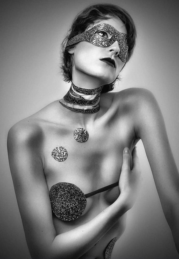 Glitter Masked Woman by Giordano Affolti — canvas wall art