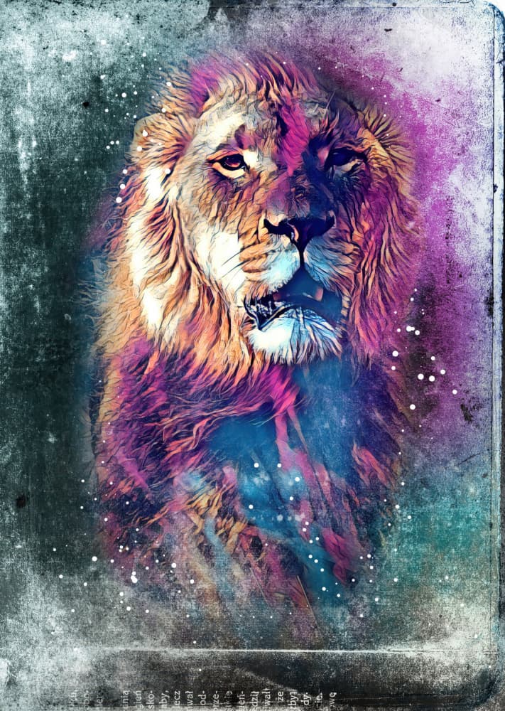 Vibrant Abstract Lion by Rafal Kulik — canvas wall art