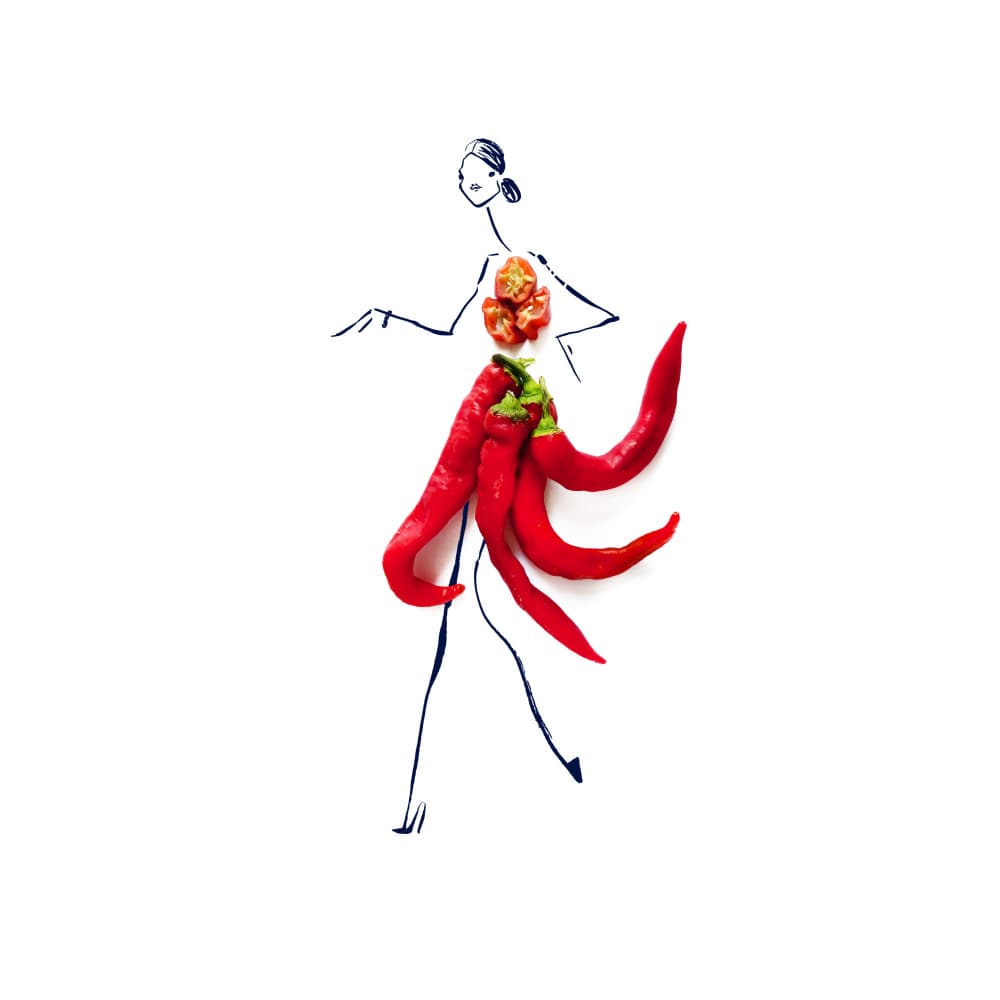 Chili Pepper Fashion by Gretchen Roehrs — canvas wall art