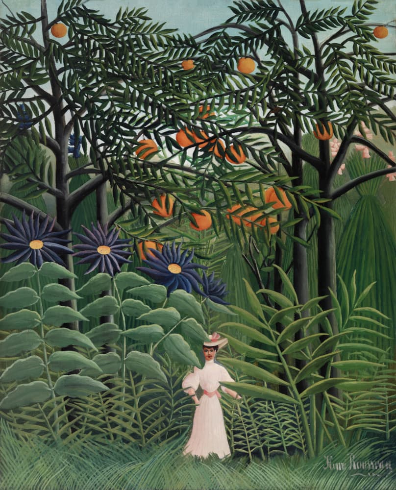 Femme Se Promenant Dans Une Foret Exotique by Henri Rousseau — canvas wall art