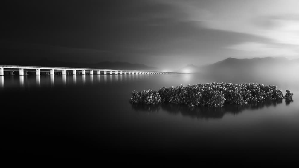 Misty Bridge Landscape by Biao  Huang — canvas wall art