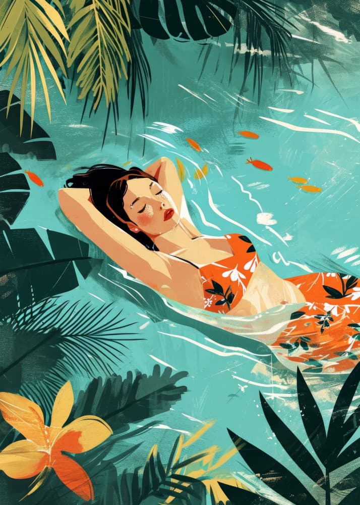 Serene Tropical Retreat by Justyna Jaszke — canvas wall art