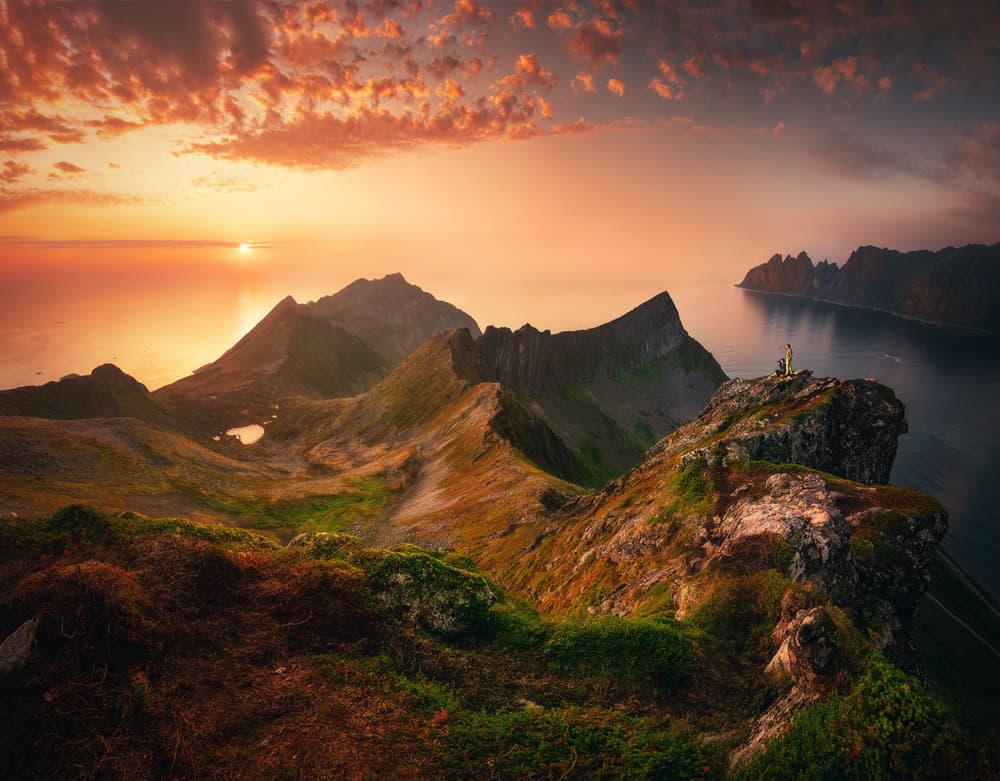 Golden Fjord Sunset View by Milen Dobrev — canvas wall art