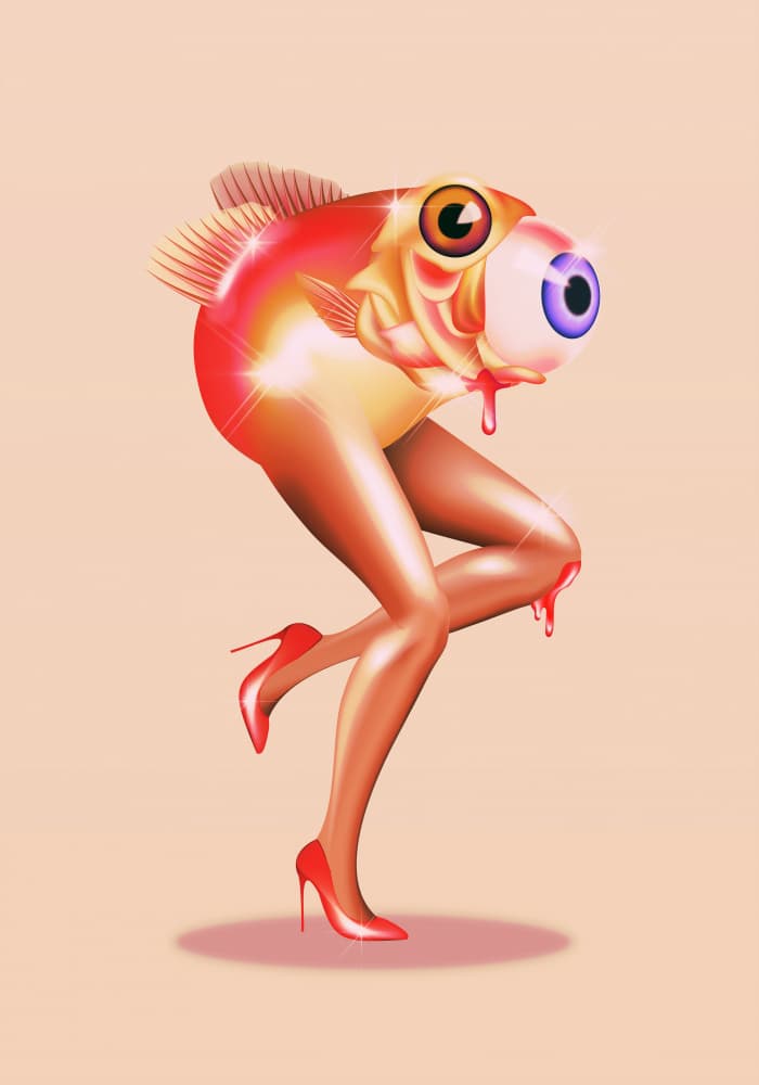 Surreal Goldfish Glamour by Paulina Almira — canvas wall art