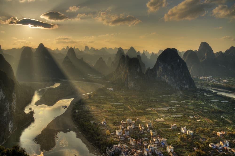 Golden Hour River Mountains by Gregory Michiels Photography — canvas wall art