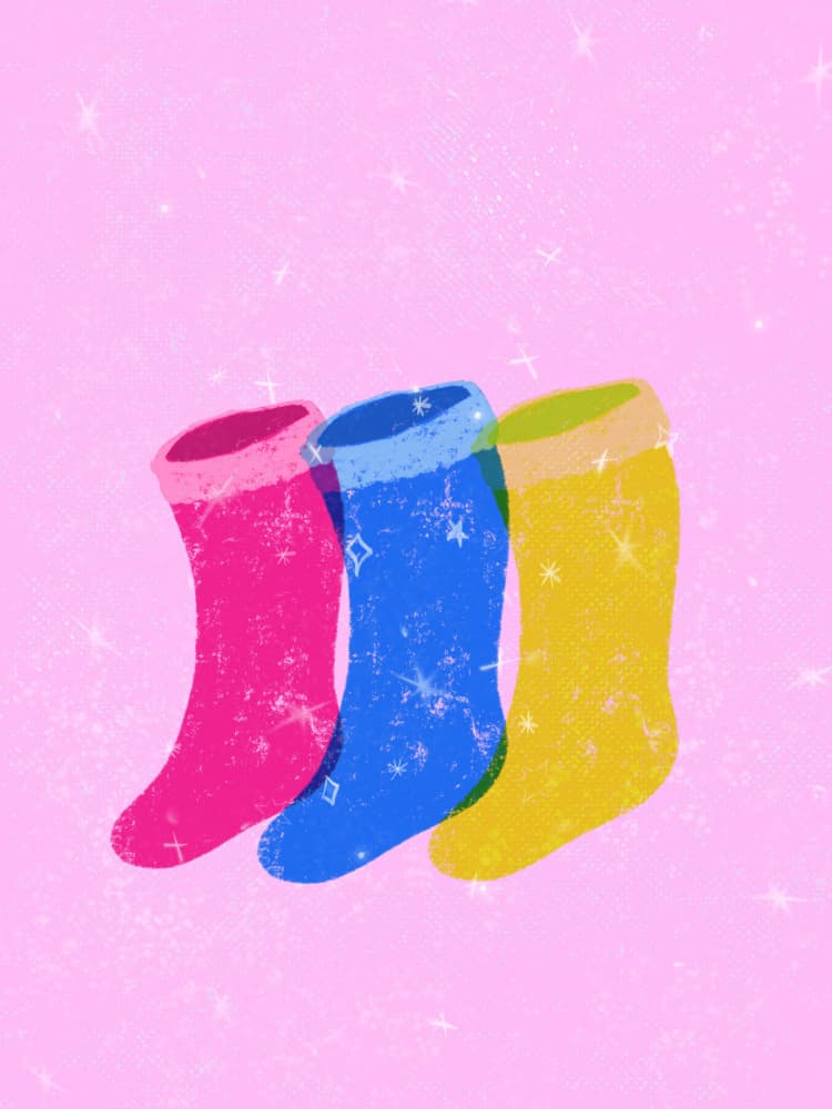 Colorful Sparkle Socks by Aliya Putrus — canvas wall art