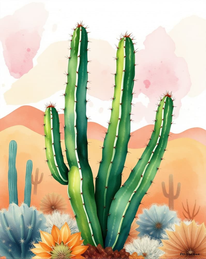 Blooming Cactus Desert by Kintsugi99 — canvas wall art