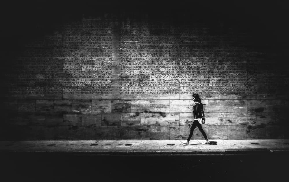 Woman By Ancient Inscription by Massimiliano Mancini — canvas wall art