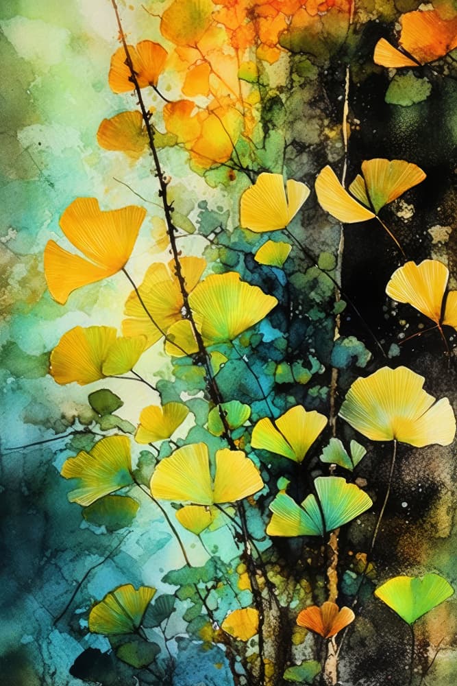 Vibrant Autumn Ginkgo by Justyna Jaszke — canvas wall art