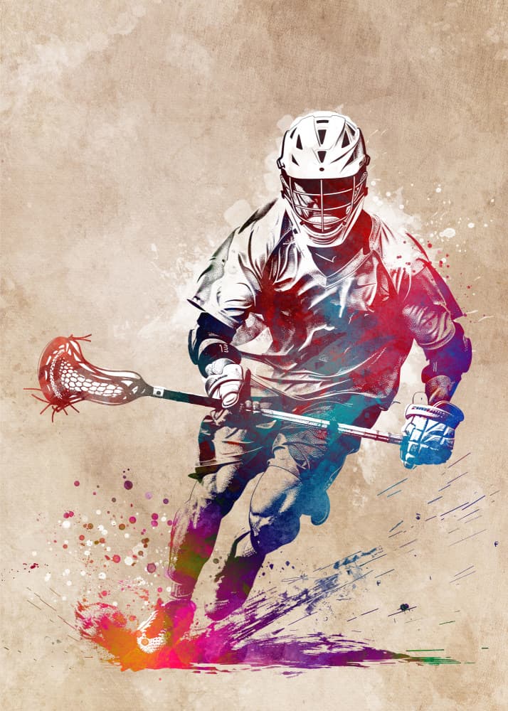 Dynamic Lacrosse Player Splash by Justyna Jaszke — canvas wall art