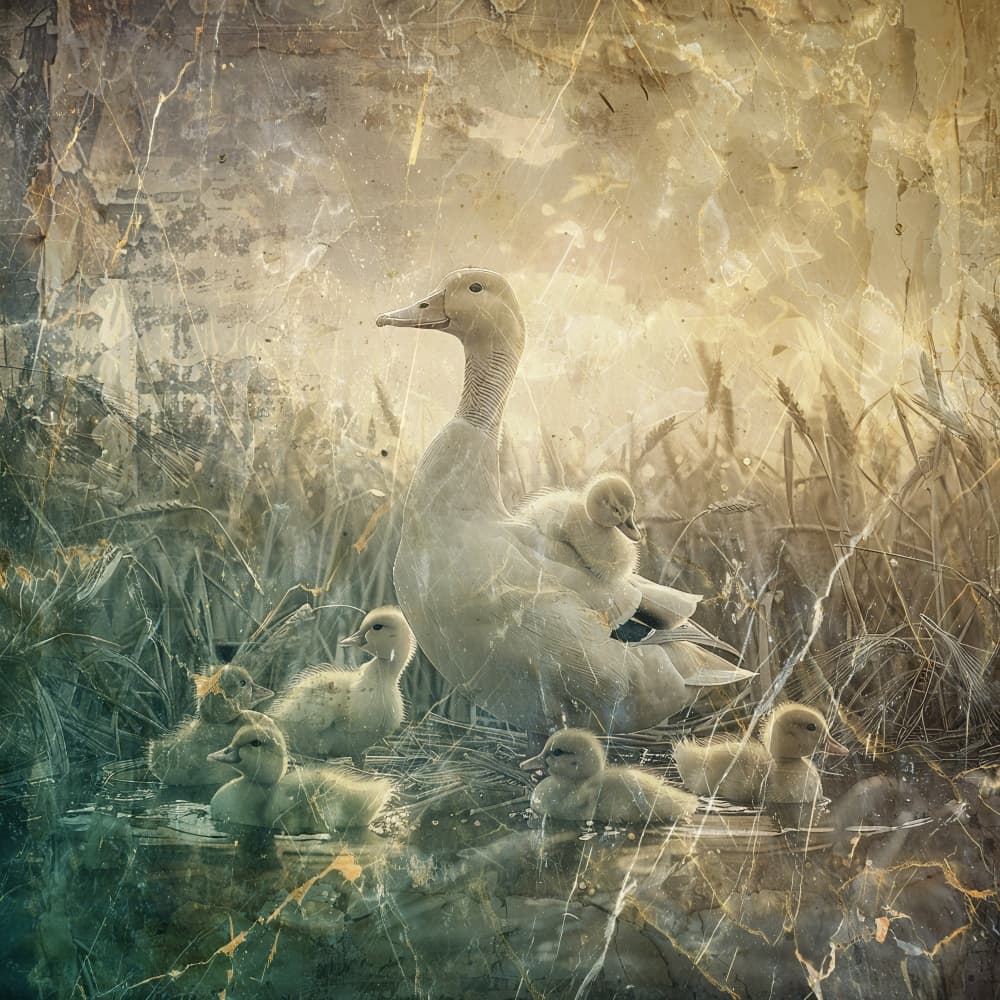 Duck Family in Golden Light by Rafal Kulik — canvas wall art