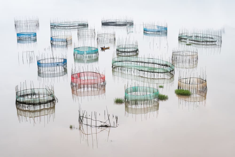 Misty Water Aquaculture by Songlin Xu — canvas wall art