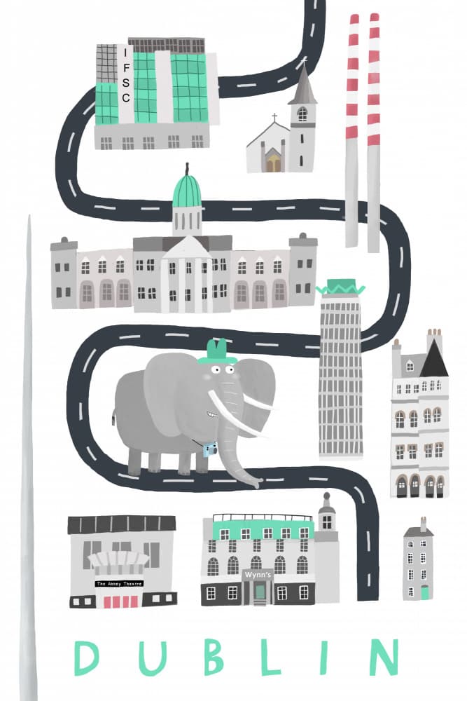 Playful Dublin Illustration by Carla Daly — canvas wall art