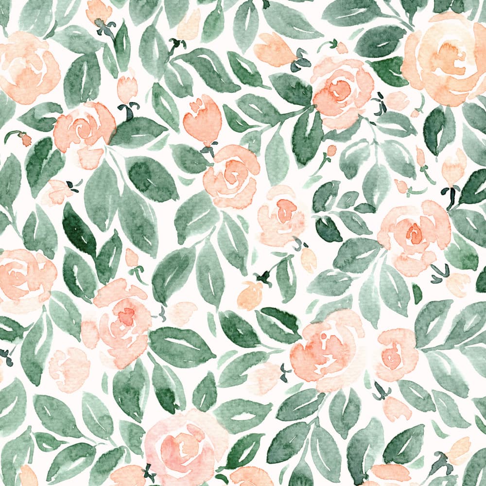 Soft Peach Floral Pattern by Rosana Laiz Blursbyai — canvas wall art
